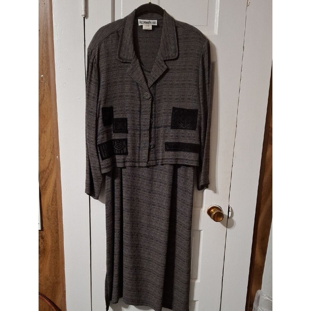 Nina Piccalino Charcoal Two-Piece Long Sleeve Dress Set (Mis323)